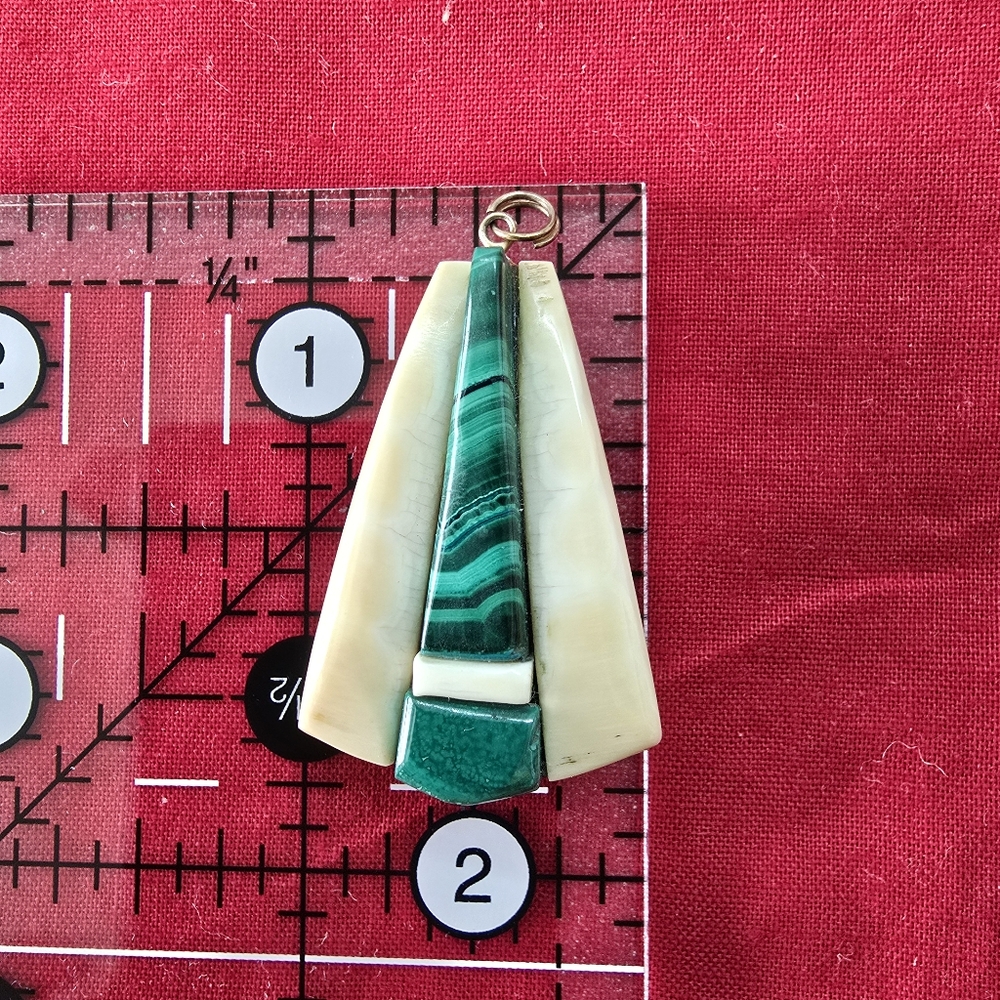 Vintage Malachite and Agate Pendant - Picture 4 of 4